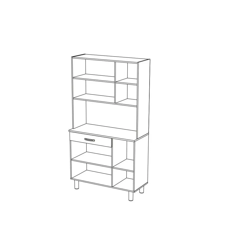 MOBILE BUFFET CON 6 ANTE E 1 CASSETTO BIANCO E ACACIA, 101x42,3x185,3 CM